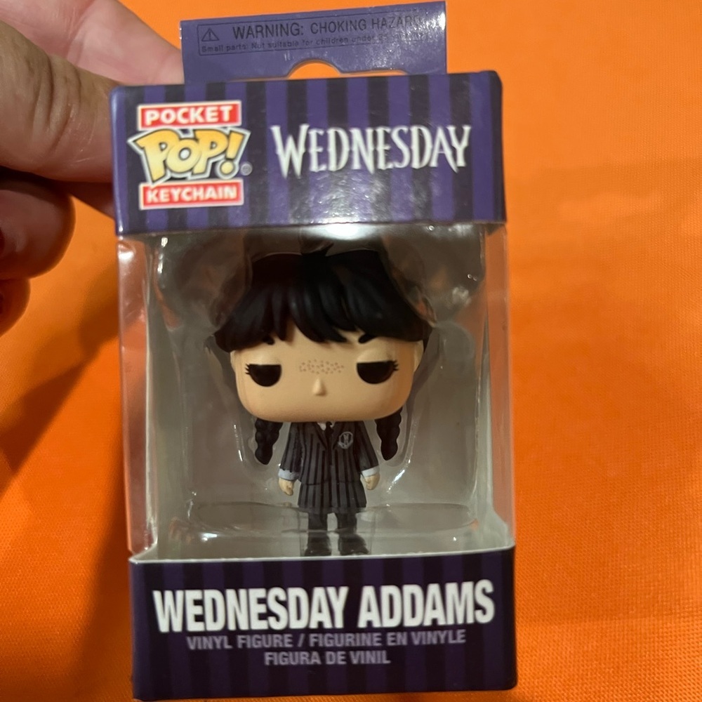6/$25 Wednesday Addams Pocket Pop Keychain - Black and Gray - Picture 6 of 14